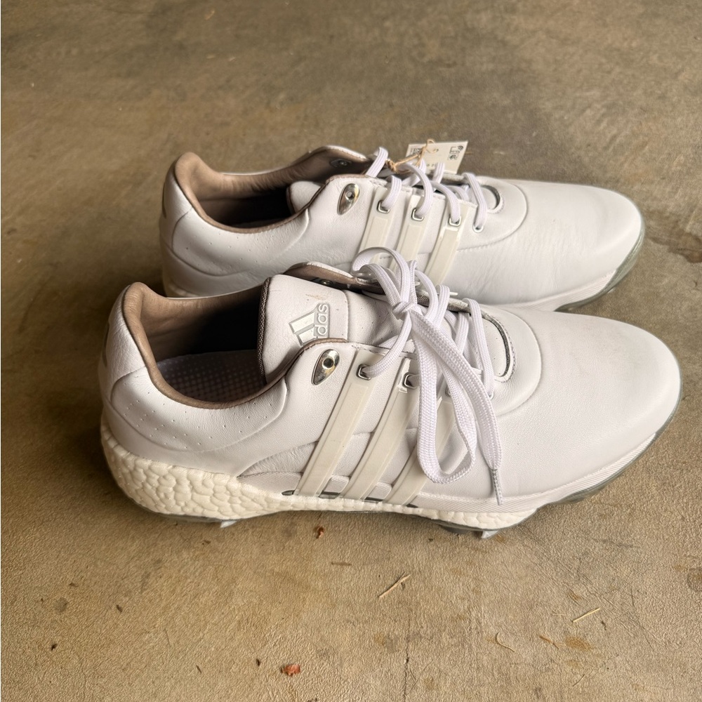 Adidas White Leather Golf Shoes